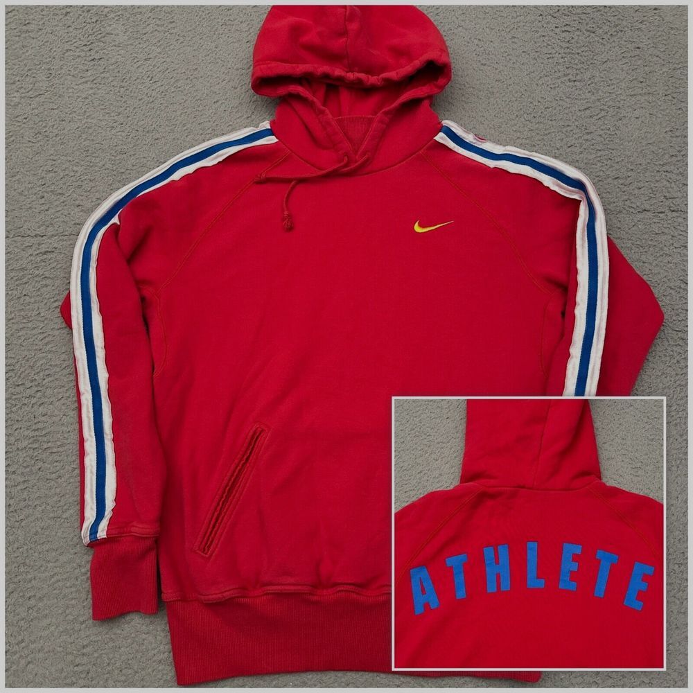 Nike Hoodie Youth Medium (8-10) Red‎ Athlete Spellout Heavyweight Swoosh